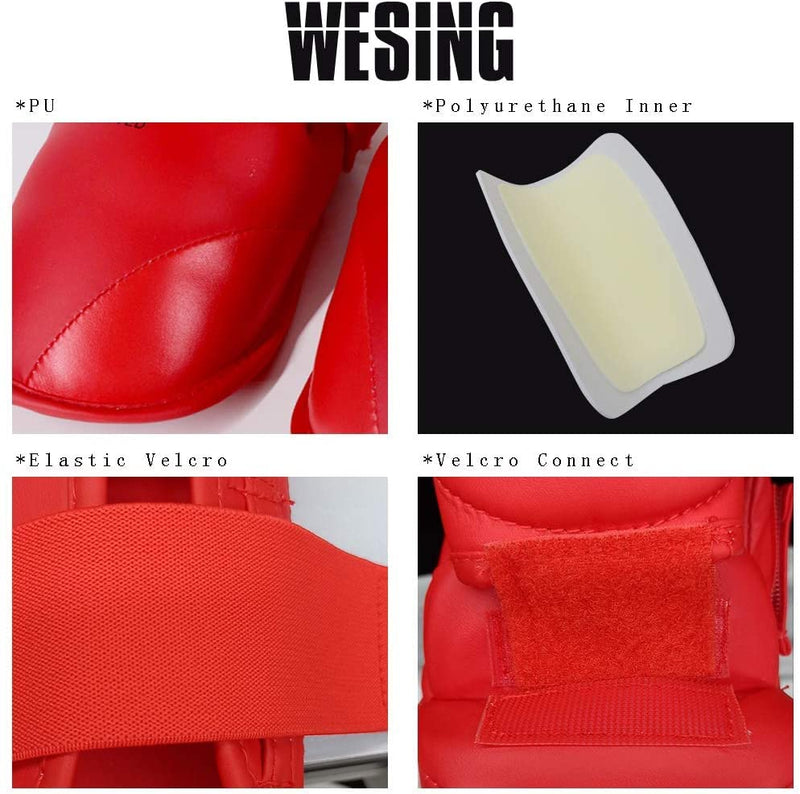 Wesing Karate Shin Instep Guard WKF Karate Shin Pad Red Medium - BeesActive Australia