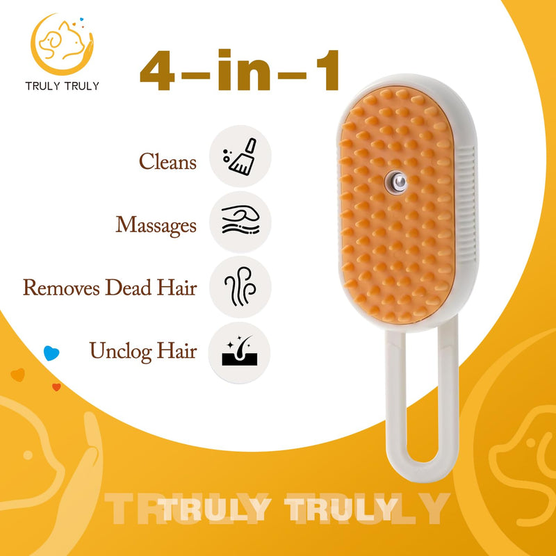 New 3 In1 Cat Steam Brush: Self Cleaning Steam Cat Brush for Massage Cat Grooming Brush Pet Hair Removal Comb (Coffee) Coffee - BeesActive Australia