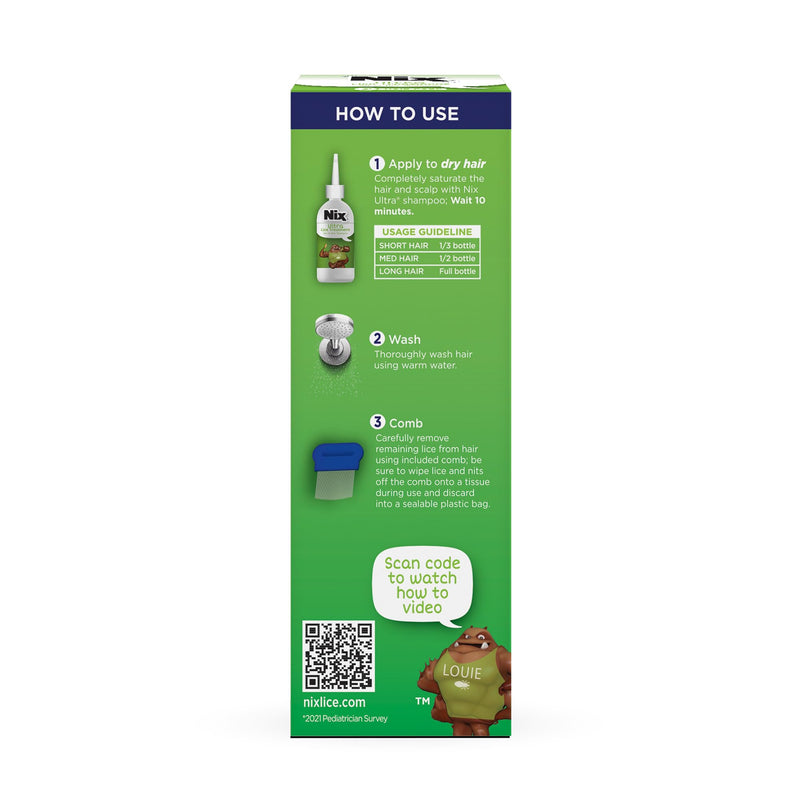 Nix Ultra Superlice Treatment, All-in-One Shampoo, 4 Fl Oz & Lice Removal Comb 4oz Shampoo
