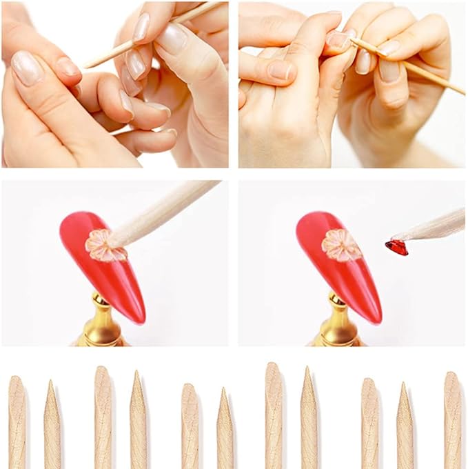 LIKENNY Orange Wood Stick Wooden Nail Stick Nail Pusher Nail Tool Multi-functional Easy Cuticle Treatment Tool for Nail Tools (Approx. 50 Pieces Wooden) -  Australia