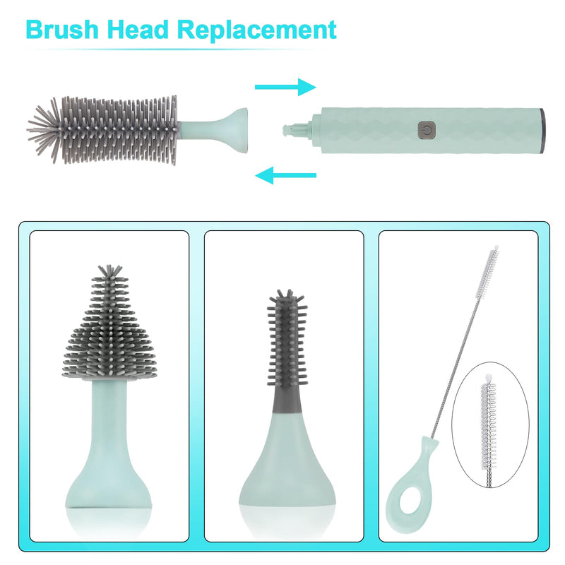 Electric Cleaning Brush Set 4 Piece Multi-Purpose Cleaner Brushes,360° high-Speed Rotation Cleaning,1500mAh,Waterproof IPX65,Perfect Household Cleaning Brushes(Blue) Blue - BeesActive Australia