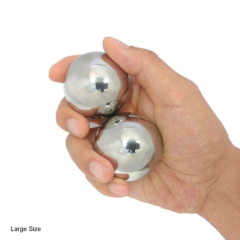 Top Chi 2.3 lb. 2 Inch Solid Stainless Steel Baoding Balls with Carry Pouch. Non-Chiming Chinese Health Balls for Hand Therapy, Exercise, and Stress Relief Large 2.3 Pound 2 Inch