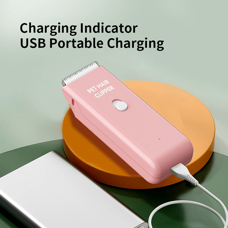 Dog Cat Home Hair Waterproof Clipper Portable Electric USB Rechargeable Pet Grooming Tools Low Noise Shaver Cordless Trimmer for Small and Large Pets Pink - BeesActive Australia