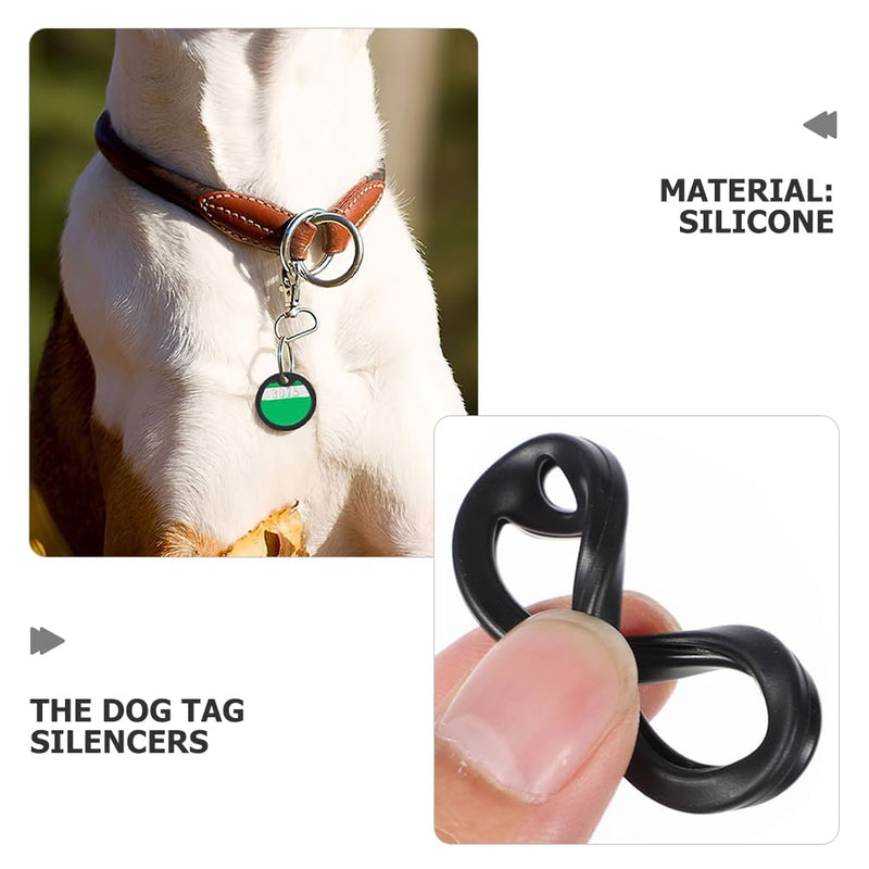 COLLBATH Pack of 8 Dog Tag Protective Cover Pet Dog Tag Sublimation Dog Tag Blanks Dog Name Tag Round Proven Silicone Tag for Dog Collar Dog Tag Protection Black - BeesActive Australia