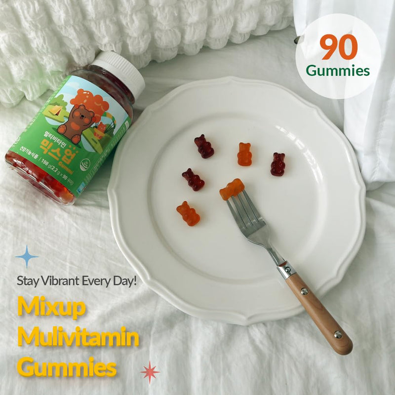 MixUp Multivitamin Gummies – Assorted Fruit Flavors, Fun Bear Shape, 90 Gummies 7.41 Ounce (Pack of 1)