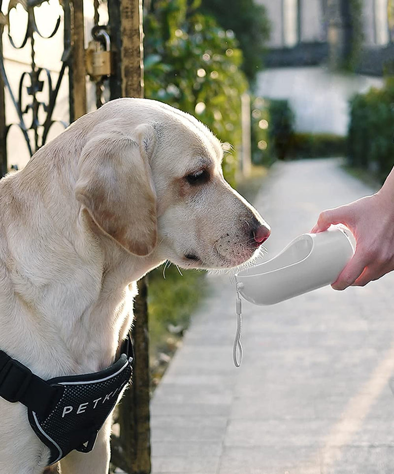 PETKIT Dog Water Bottle with Filter, Leak Proof Dog Water Dispenser with Drinking Bowl, Food Grade Material, Lightweight Portable Pet Water Bottle for Walking,Hiking,Travel, BPA Free 14 oz WHITE - BeesActive Australia