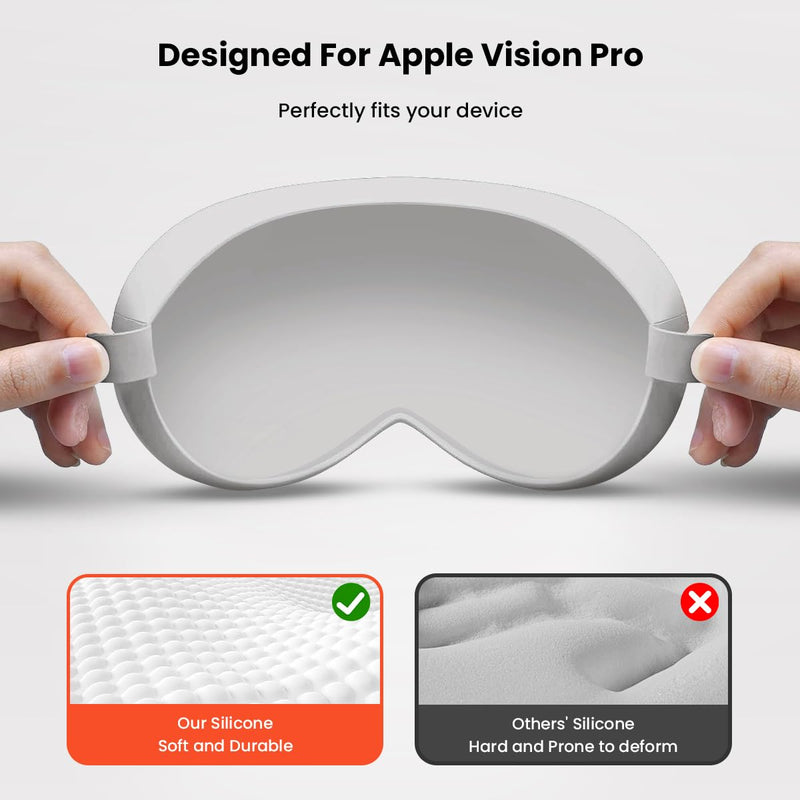 Case Cover for Apple Vision Pro: GEEKERA Impact-Resistant Soft Silicone Protector with Anti-Fingerprint and Non-Slip, Compatible with Apple Vision Pro VR Headset 2024 Accessories White - BeesActive Australia