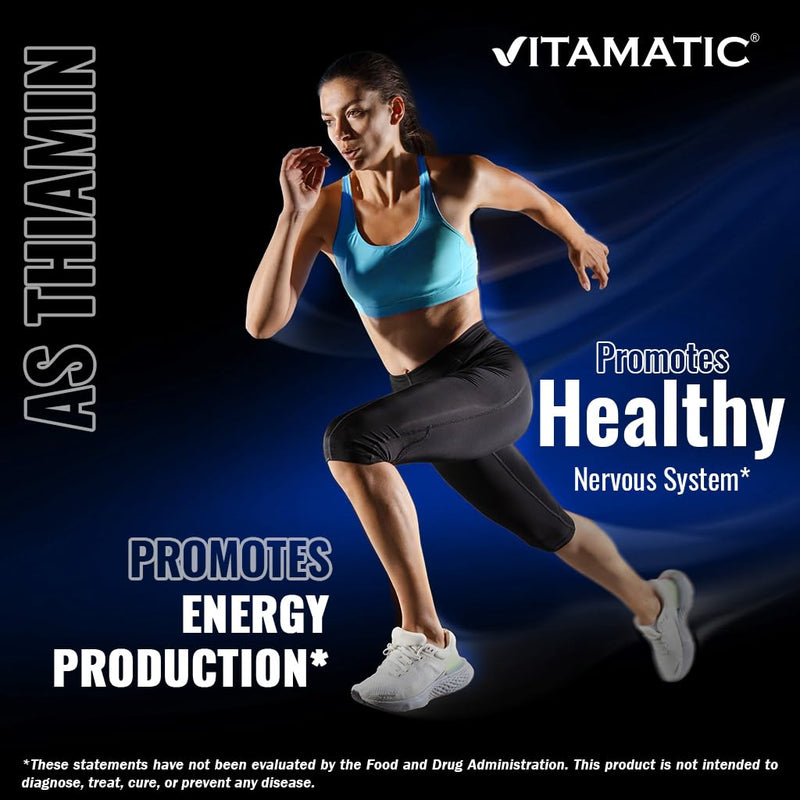Vitamatic Vitamin B1 (As Thiamine Mononitrate) 100mg – 250 Vegetarian Tablets Supports Energy Production, Nervous System Function & Heart Health* (Pack of 2) 250 Count (Pack of 2)