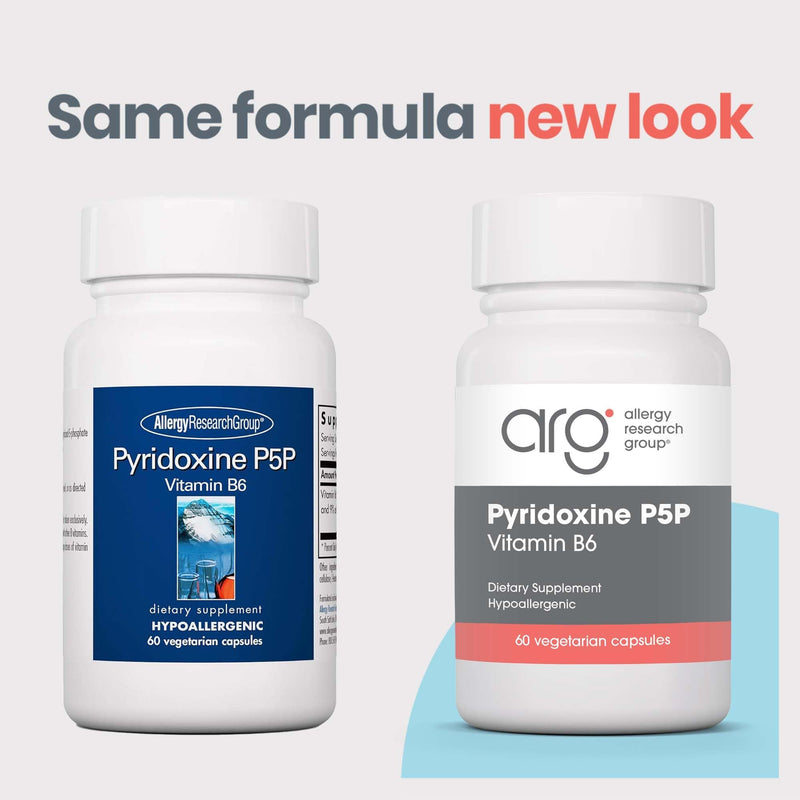 ARG Pyridoxine P5P Active Vitamin B6 Formula, 60 Capsules | Pyridoxal-5-Phosphate Active Vitamin B6 for Amino Acid and Lipid Metabolism Support, Hypoallergenic Formula