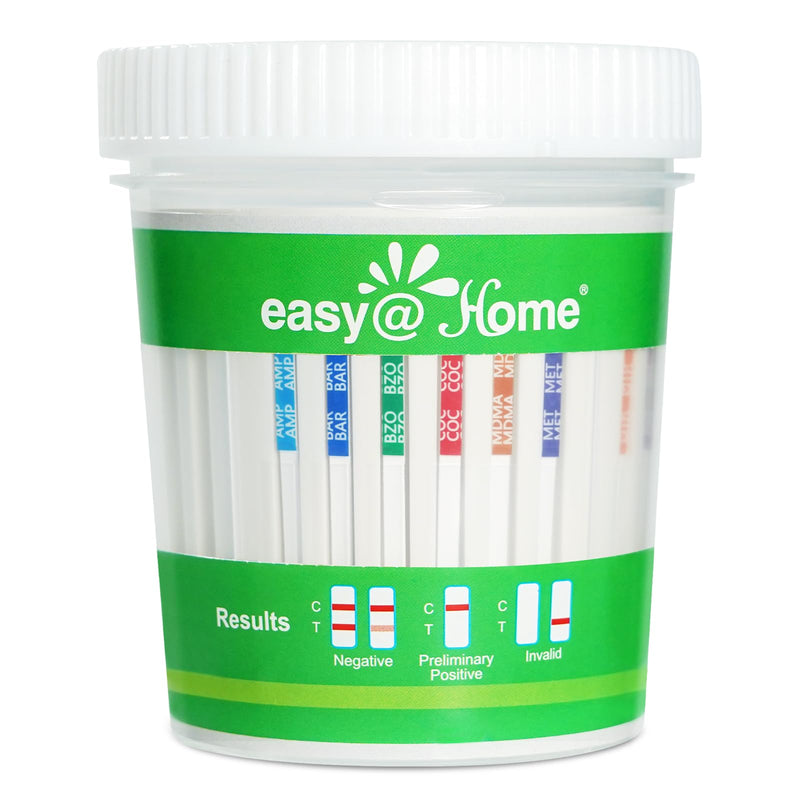 Easy@Home Drug Test Cup: Urine Drug Tests Kit for Home Use, Testing for AMP,BAR,BZO,COC,MDMA,MET,MTD,OPI 2000,OXY,PCP,TCA,THC50, Built-in Highly Sensitive THC Test Strip, #ECDOA-7124 1 Pack 1 Count (Pack of 1）