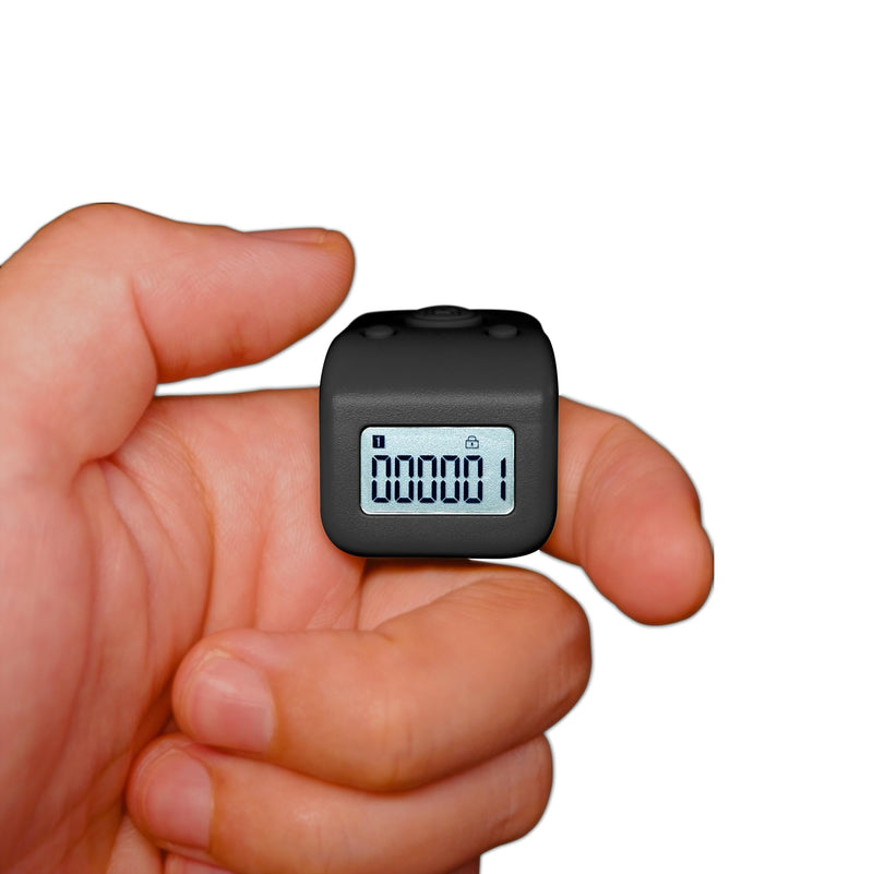 Rechargeable Finger Counter, IPX8 Waterproof Lap Counter, Silent 6 Channels Digital Tasbih Tally Clicker with LED for Prayer Swimming Knitting Gift Black - BeesActive Australia