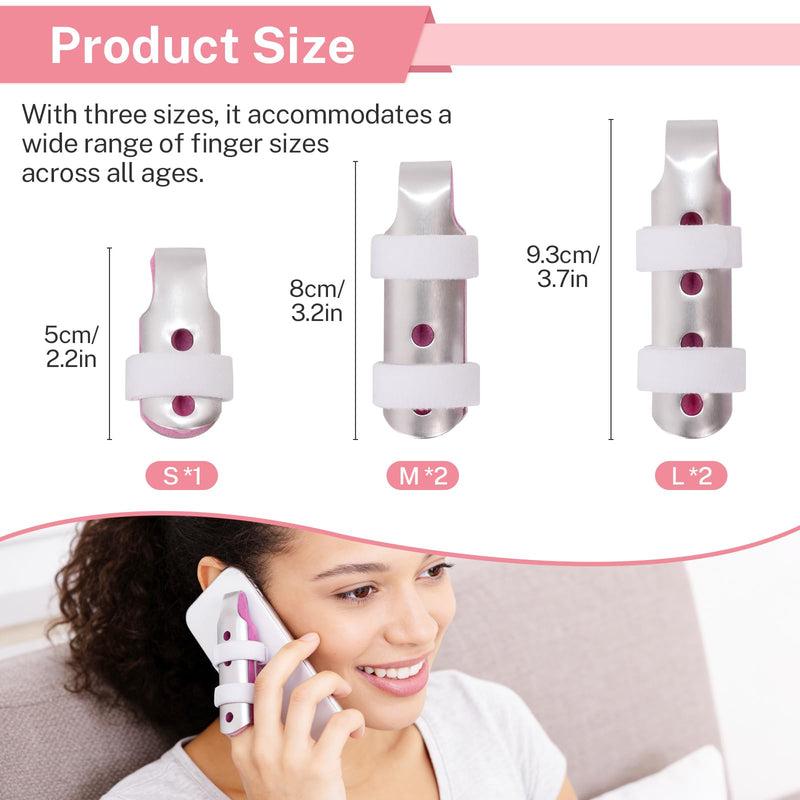Finger Splint,5PCS Finger Splints for Broken Finger,Pinky Finger Support Brace, Mallet Finger Brace for Broken Fingers Straightening,Pink Pink，S*1,M*2,L*2 - BeesActive Australia