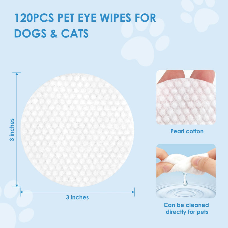 Pet Eye Wipes for Dogs & Cats 120PCS Dog Eye Wipes for Remove Eye Discharge and Crust Coconut Oil Non-Irritating Pet Cleaning Grooming Wipes for Eyes Face - BeesActive Australia
