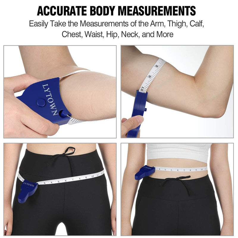 2PCS Body Measure Tape 60inch (150cm), Automatic Telescopic Tape Measure for Body Measurement & Weight Loss, Accurate Tape Measure for Tailor, Sewing, Fitness, Handcrafts, Clothes Blue - BeesActive Australia