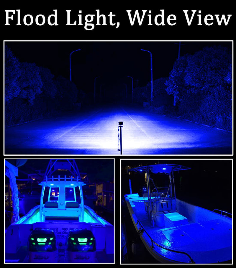 Shangyuan Pontoon Boat Docking Light - Marine LED Spreader & Navigation Lights, Blue, 2pcs 18w 6Led 2pcs blue - BeesActive Australia