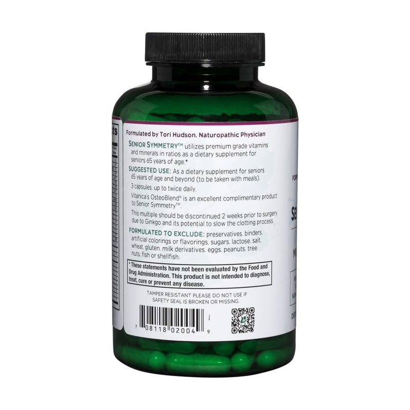 Vitanica, Senior Symmetry, 65 Years and Up Multivitamins and Minerals, Vegan, 180 Capsules Lady - 180 Vegan Caps