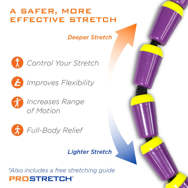 StretchRite Physical Therapy Full Body Stretching Strap with Patented Easy Grip Handles for Sore and Tight Muscles, Includes Coaching Guide (Purple/Yellow) Purple/Yellow