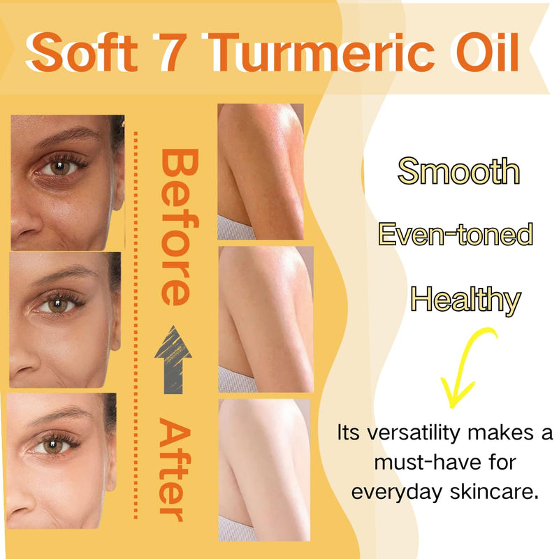 Soft 7 Oil, Soft 7 Turmeric Oil for Skin, for face and Body, Natural Moisturizing and Smoothing Body Oil