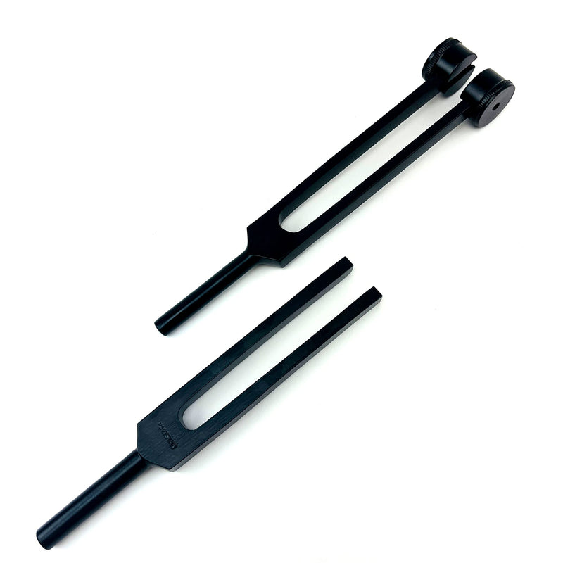 Diagnostics Kit - Percussion Taylor Reflex Hammer + C 128 & C 512 Tuning Forks + Bandage Scissors + Pupil Gauge Pen Light + Buck Hammer + Pin Wheel in Carrying Case - 8 Pieces Set - Full Black Full Black 8 Pcs