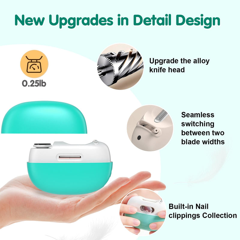 Electric Nail Clipper,2026 Upgraded Adjustable 0.8-1.4mm Blade Opening for Thick&Thin Nail,Electric Automatic Nail Clipper & Trimmer for Seniors & Adults,Baby with LED Light Nail Scraps Storage Green - BeesActive Australia