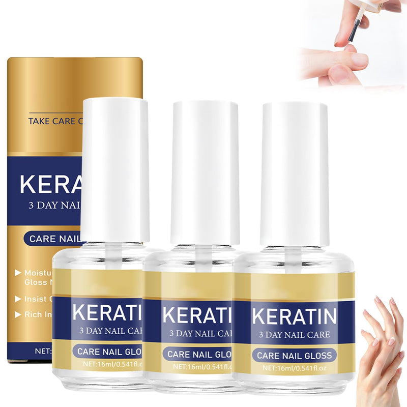 3pcs Keratin Nail Care Oil,Keratin 3 Days Nail Care Oil,Deeply Moisturizing Treatment For Strong,Glossy Nails,Contains Aloe Vera & Lavender Cuticle Oil,Repairs Dry Weak Nails (16ml)