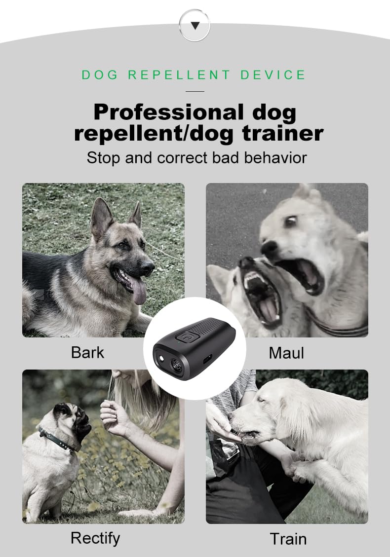 Dog Bark Deterrent Device Mini Ultrasonic Dog Repellent, Portable Dog Training Device, Anti-Barking Device, Dog Repellent and Dog Prevention Device, Rechargeable Dog Bark Deterrent Devices