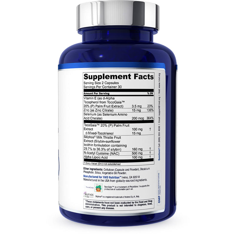 1MD Nutrition LiverMD - Liver Support Supplement | Siliphos Milk Thistle Extract & NAC - Supports Healthy Energy, Immunity & Overall Health - Liver Cleanse & Support | 60 Capsules N-Acetyl Cysteine (NAC) 60 Count (Pack of 1)