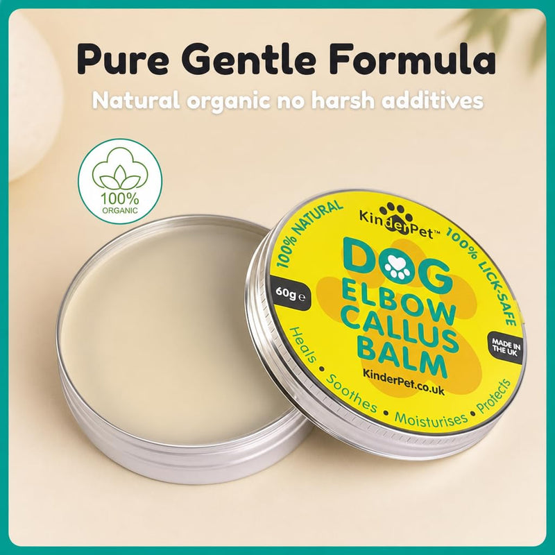 Dog Elbow Callus Balm Treatment Heal Soothe Moisturise Protect Cracked Dry Hard Damaged Rough Skin Lick-Safe 100% Organic All Natural Made in the UK 60g