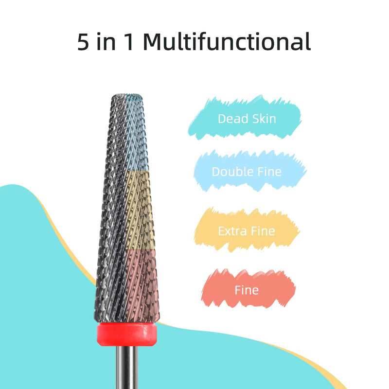 24mm Super Long 5 in 1 Nail Drill Bits, Cross Tapered Carbide Bit, 3/32" Two-way Rotate Drill Bits for Nails, Remove Acrylic Nails/Gel, Electric File Tool Drills Manicure Accessories (F) Long 24mm 24mm 5in1 - F - BeesActive Australia