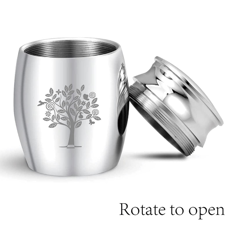 CREATCABIN Small Keepsake Urn Tree of Life Mini Urns for Ashes Miniature Funeral Container Glass Engraving Stainless Steel For People Family Friends Pet Memorial Silver 40x30mm Splitter Tree of Life - BeesActive Australia