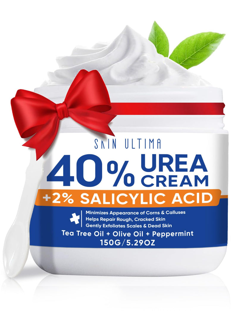 SKIN ULTIMA Urea Cream 40 Percent Plus 2% Salicylic Acid, 40% Urea Cream for Feet Maximum Strength, Foot Cream for Dry Cracked Feet, Heels, Knees, Hands & Elbows, Intensive Repair & Moisture, 5.29 oz Tea Tree 5.29 Ounce (Pack of 1)