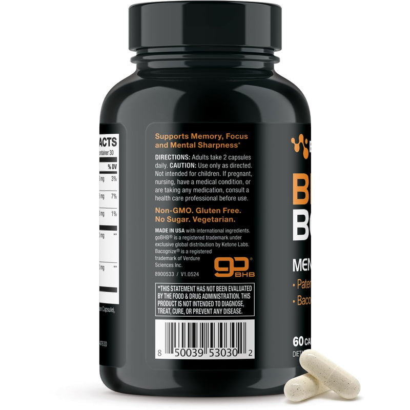 Brain Booster Supplement for Focus - Clinically Validated Nootropics Brain Support Supplement with Bacopa Monnieri Extract & Patented goBHB for Cognitive Support - 3rd Party Tested (30 Servings) Boost - BeesActive Australia