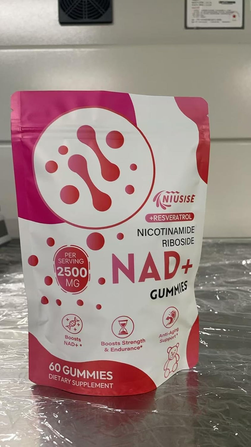 Gummies Sugar Free, Supplement Liposomal Nicotinamide Riboside, Resveratrol, Quercetin, Supplement for Men and Women, Energy Support, Strawberry Flavor, 60 Gummies