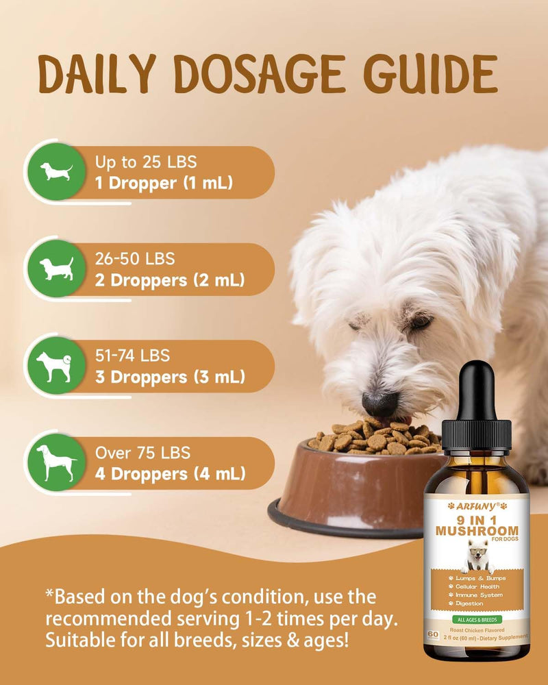9 in 1 Mushroom Supplement for Dogs - Digestive, Cellular, Immune Health Support, Mushroom Immune Dog Chews Turkey Tail Mushroom for Dogs - Gut, Skin, Joint, Immune Health- Dog Lumps & Bumps