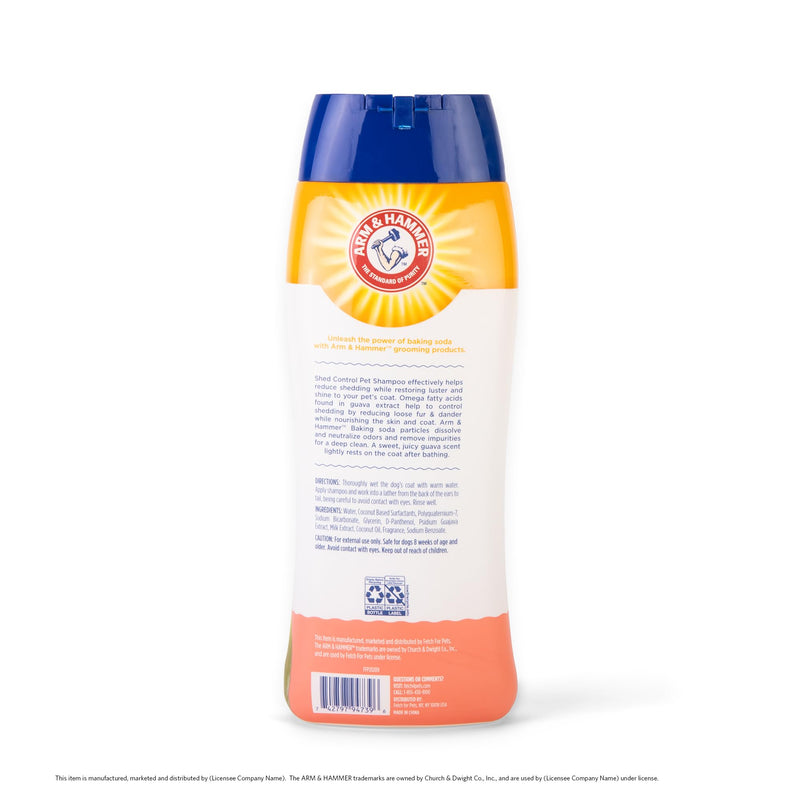 Arm & Hammer for Pets Shed Control Shampoo, 20oz Juicy Guava Scent | Professional Quality Dog Shed-Less Shampoo, De-Shedding Dog Shampoo, Free of Sodium Lauryl Sulfate & Parabens 20 Fl Oz (Pack of 1) - BeesActive Australia