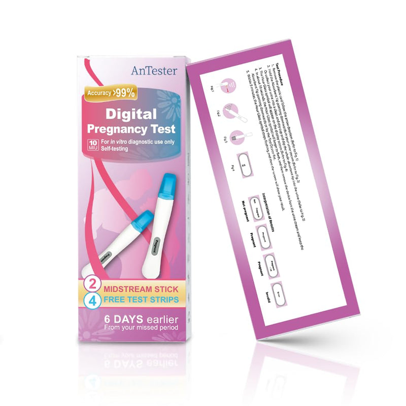 2X Early Digital Pregnancy Test Kit + 4X hcg Test Strips 10mIU/mL,at-Home Pregnancy Test Kit for Women with Easy-to-Read Results - BeesActive Australia