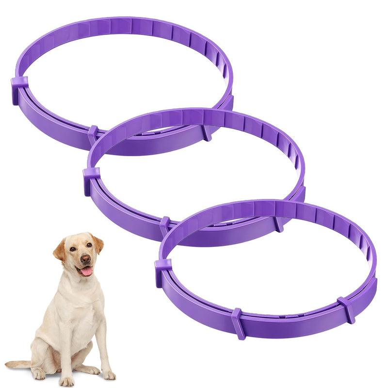 3 PCS Pheromone Dog Calming Collar with Lavender Relaxing Dog/Cat Collar Adjustable Anxiety Relief for Prts Stress, Separation, Noise, Thunderstorms, Fireworks, Travel (Purple) Purple, 3 PCS