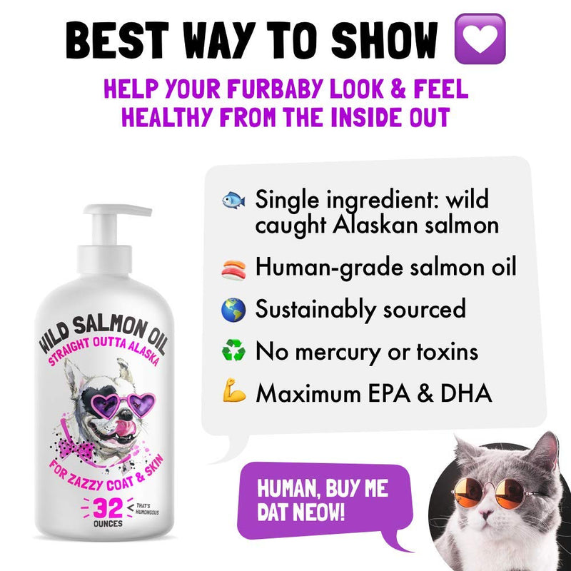 Wild Alaskan Salmon Oil for Dogs & Cats 32 oz and Hemp Hip & Joint Supplement for Dogs 120 Soft Chews