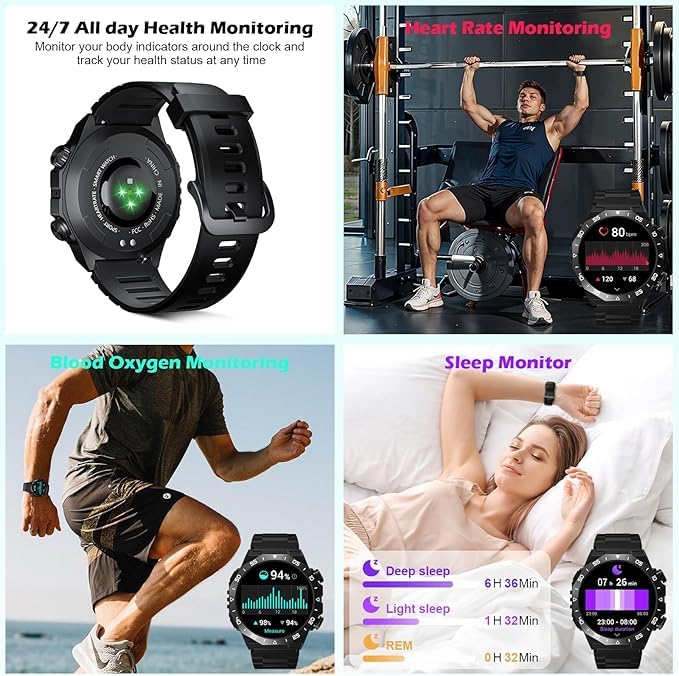 Smart Watch for Men Women, 2025 New Fitness Tracker 1.39" HD SmartWatch with 112+ Sport Modes,Heart Rate,Sleep Monitor,Pedometer,IP68 Waterproof Outdoor Smartwatch for Android iOS,Black