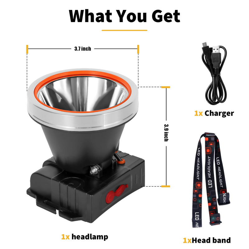 Kitness Ultra-Bright LED Headlamp,High Power Rechargeable Waterproof Headlight with 2 Light Modes for Outdoor Activities,Perfect for Camping, Hiking, Running, Emergencies (Silver Style-Yellow Light) Silver Style-Yellow Light