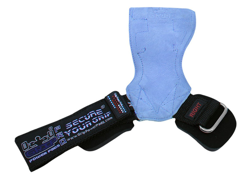 Lifting Grips PRO Weight Gloves Heavy Duty Barbell Gymnastics Straps Alternative to Power Hooks Deadlifts Adjustable Neoprene Padded Wrist Wrap Blue Nubuck Leather Large 7.50"-8.50" Wrist Size