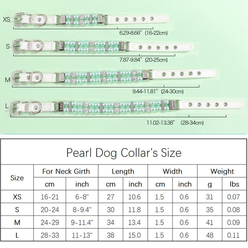 Pink Pearl Dog Collar, Crystal Fancy Bling Pearl Cat Collar Girl Puppy Collars Rhinestone Luxury Beaded Necklace Diamond Pet Jewelry for XXS XS Small Medium Female Dogs Cats, XS Pink XS(Neck 6-8") - BeesActive Australia