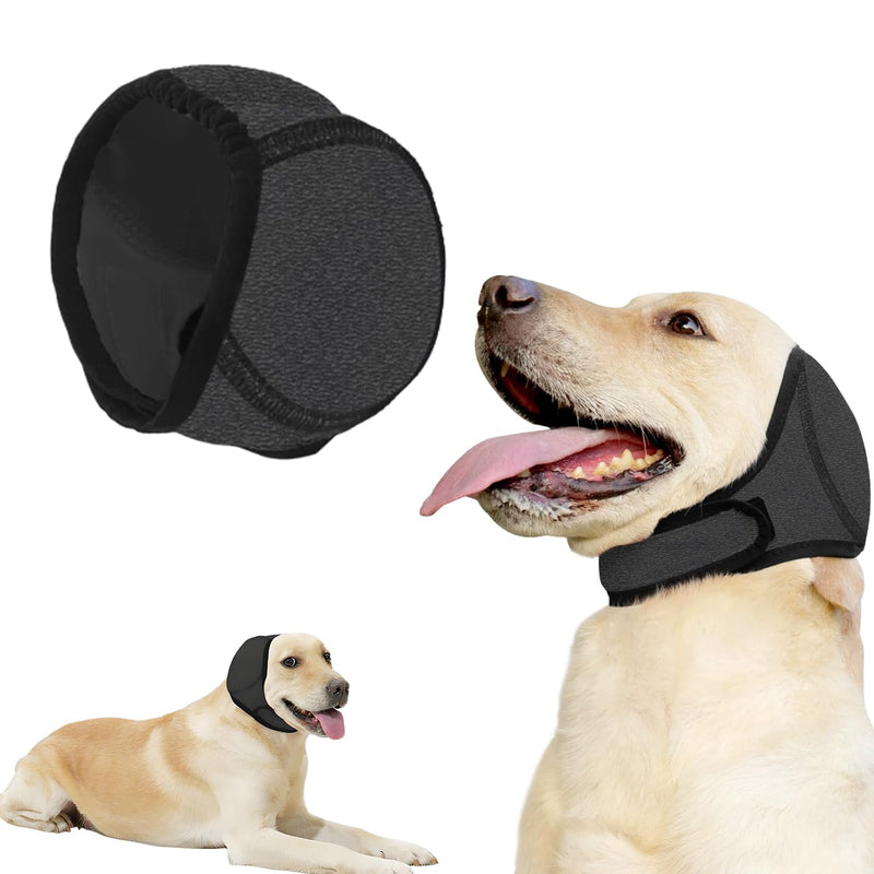 Dog Ears Cover, Adjustable Dog Ear Muffs Noise Protection Comfortable Quiet Dogs Calming Hood Ear Head Wrap Cups Shower Cap Pet Supplies (Grey, L) Grey M