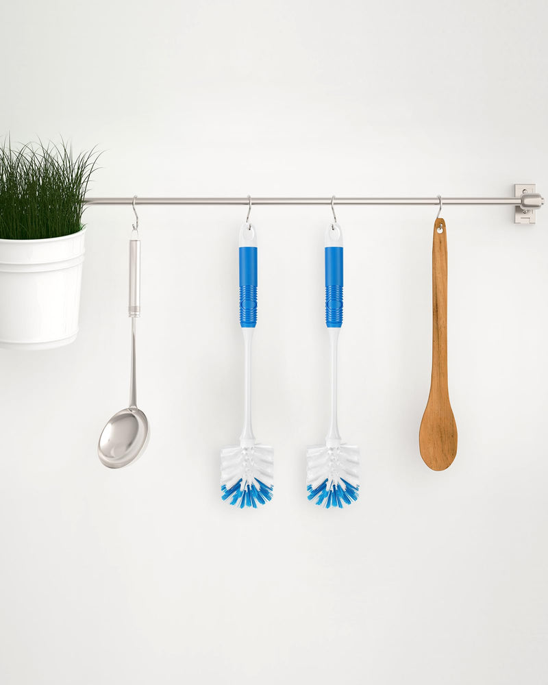 Long Handle Bottle Brush, Bottle Brush Cleaner with Dual Function Bristles for Water Bottles, Glasswares, Mugs, Thermoses, Baby Bottles, Blue 3 Pack Blue Bottle Brush 3pcs - BeesActive Australia