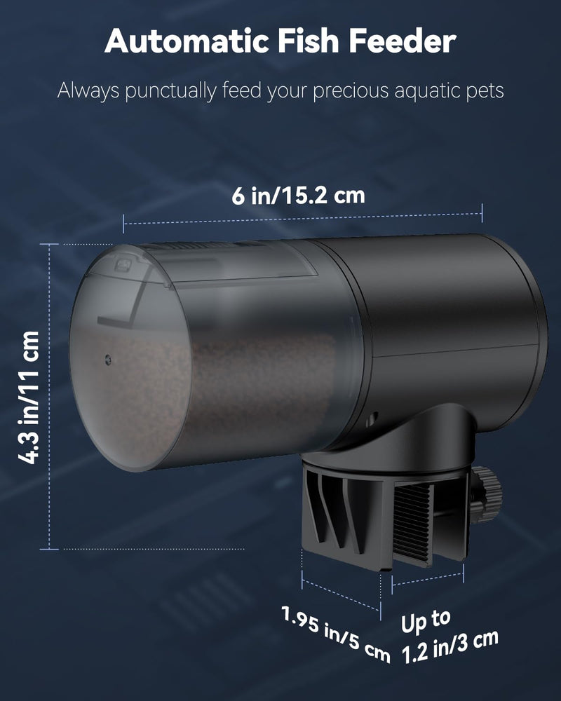 Pawfly 200 ml Automatic Fish Dispenser for Aquarium USB Rechargeable Timer for Fish Tank Adjustable Vocation & Holiday Auto Fish Food Feeder for Pellets Flakes & Strips 200 ml (USB Rechargeable) - BeesActive Australia