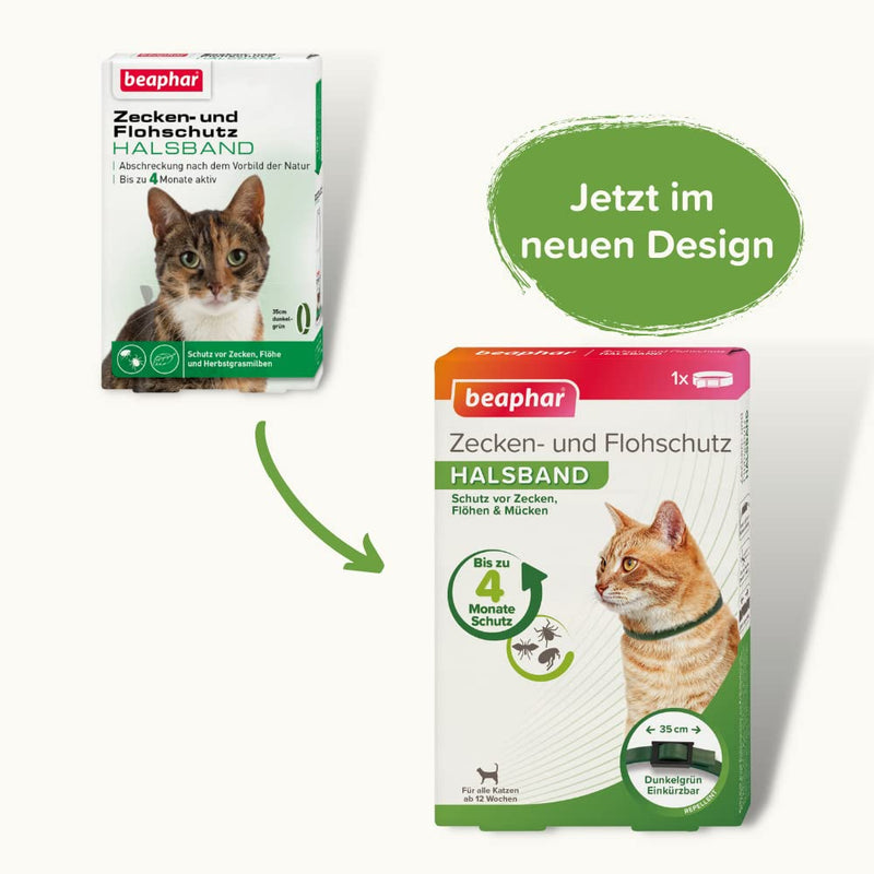 beaphar tick and flea protection collar for cats Protection against ticks, fleas | Works for 4 months | Cat collar with safety clasp | Color: Green | Length: 35cm (pack of 2) - BeesActive Australia