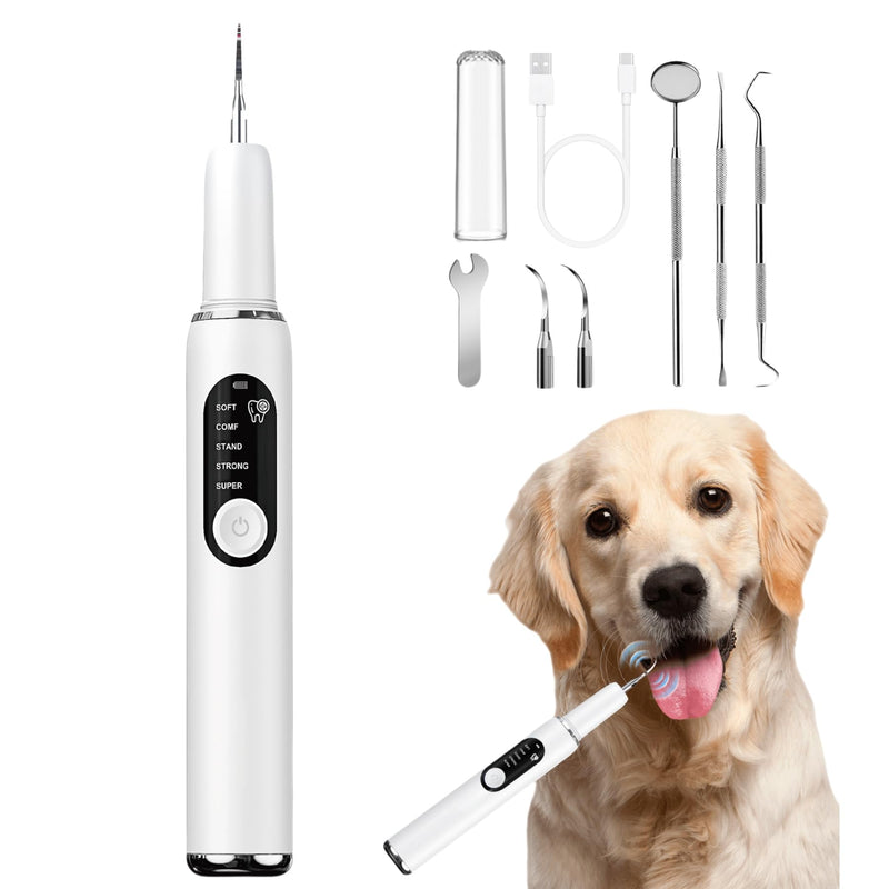 BRAVECOW Pet Plaque Remover Kit, Dog & Cat Dental Tool for Tartar Removal with LED Light, Teeth Cleaning Brush