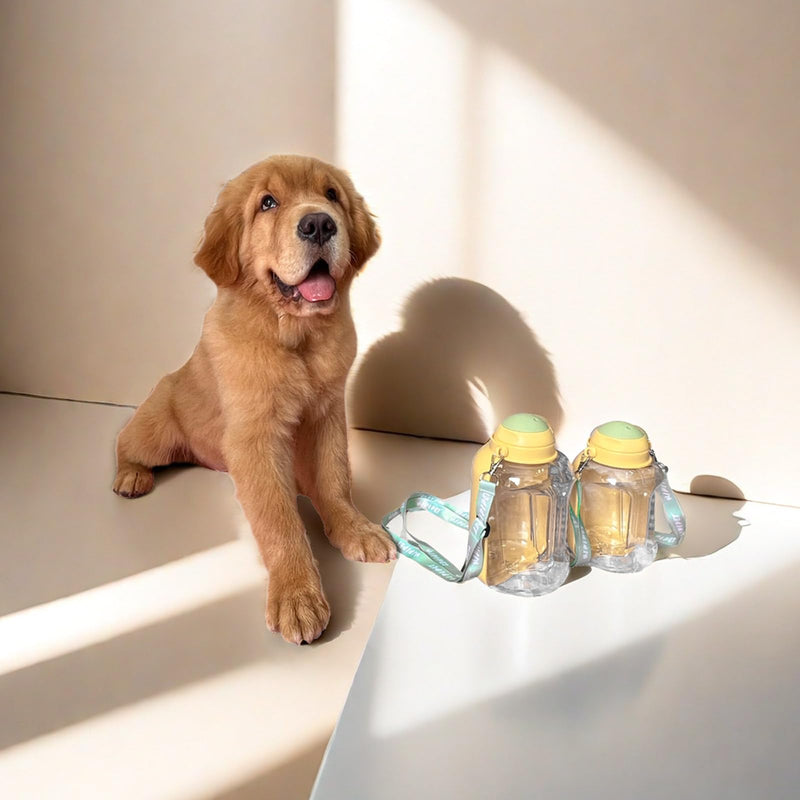 33-50oz Resin Portable Dog Water Bottle with Folded Water Bowl for Large Dogs, Large Capacity and Leak-Proof with Shoulder Strap. Essential for Dog Hiking, Camping, Walking. (Yellow, 50oz) Yellow - BeesActive Australia
