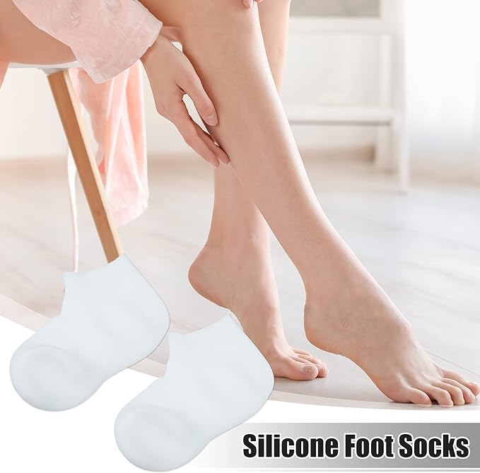VOCOSTE Silicone Socks, Silicone Socks, Moisturizing Gel Socks, Burst Foot Care Protector, Ankle Joints, Shock Absorption, Anti-Crack, White, S - BeesActive Australia