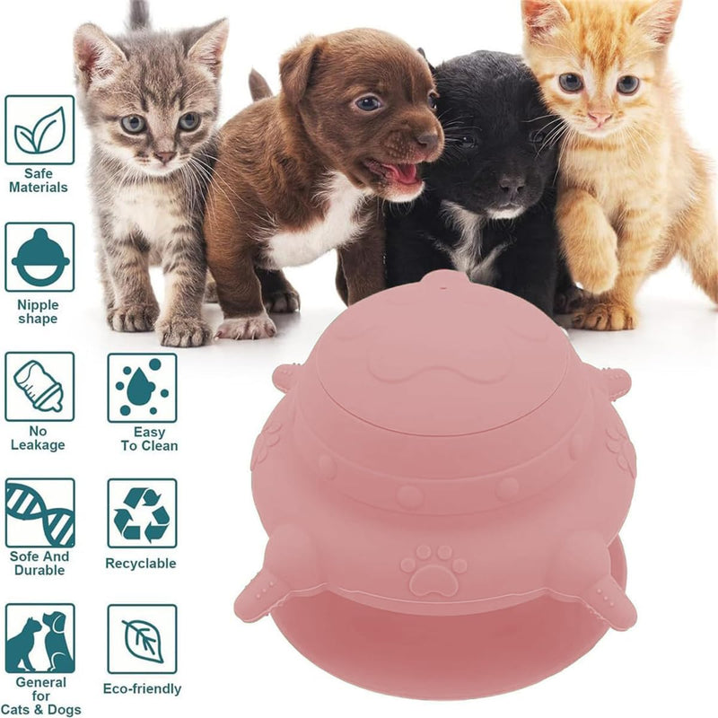 Rearing Aid Puppy Cat Milk Feeding Station with 4 Nipples Puppy Feeding Station Silicone Breastfeeding Station Self Feeding Feeder Puppy Milk Cat Milk Feeding Station for Baby Pet (Pink) Pink - BeesActive Australia